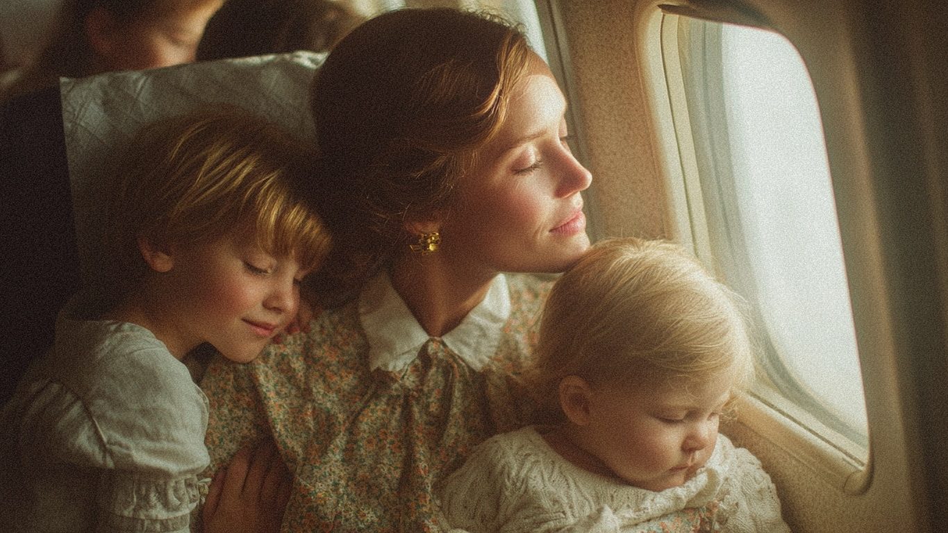 Мать с детьми в самолете