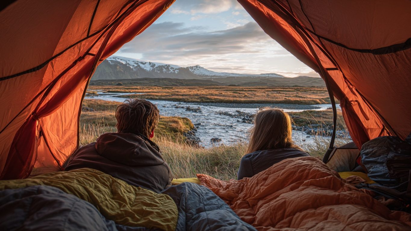 Туристы в палатке